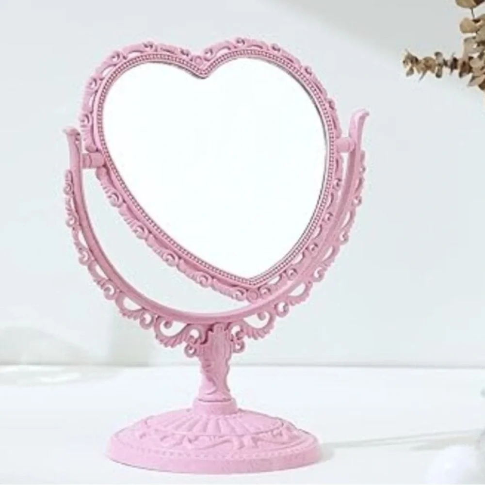 Heart-Shaped Pink Decorative Mirror